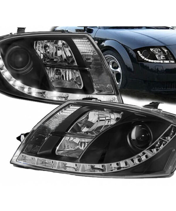 Kimpiris - Μπροστινά Φανάρια Set Για Audi TT 8N 98-05 DRL Μαύρα H7/H1/H7 Με Μοτέρ Sonar