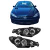 Kimpiris - Μπροστινά Φανάρια Set Για Peugeot 206 98-03 Angel Eyes Μαύρα H1/H1 Sonar