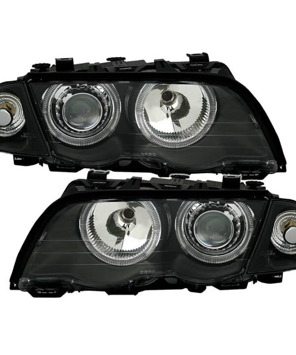 Alternative view of Μπροστινά Φανάρια Set Για Bmw 3 E46 Sedan/Caravan 99-01 Angel Eyes Μαύρα H7/H7 Με Μοτέρ Depo