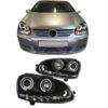 Kimpiris - Μπροστινά Φανάρια Set Για Vw Golf V (5) 03-08 Angel Eyes & Led Μαύρα H1/H1 Manual Sonar