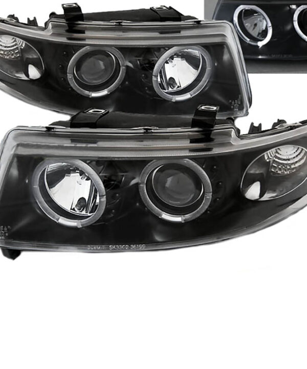 Alternative view of Μπροστινά Φανάρια Set Για Seat Leon / Toledo 1M 99-05  Angel Eyes Μαύρα H1/H1 Sonar