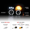 Μπροστινά Φανάρια Set Για Jeep Grand Cherokee 05-08 WK Angel Eyes & Led Μαύρα HB4/H1 Manual Sonar - Image 3