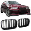 Kimpiris - Καρδιές Μάσκας Για Bmw 3 E36 90-96 M4 Look Με Διπλή Γρίλια Μαύρο Γυαλιστερό 2 Τεμάχια