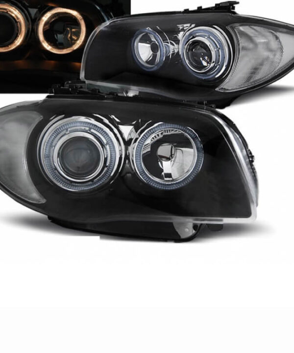 Kimpiris - Μπροστινά Φανάρια Set Για Bmw 1 E87/E88/E81/E82 04-11 Angel Eyes Μαύρα H7/H7 Depo