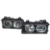 Kimpiris - Μπροστινά Φανάρια Set Για Bmw 3 E36 Coupe / Sedan / Compact / Touring 90-99 Angel Eyes Μαύρα H7/H7 Carner