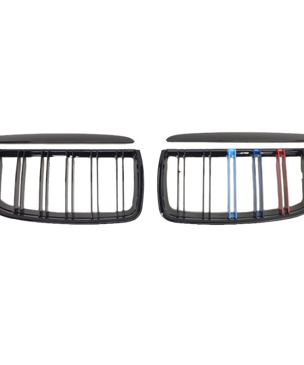 Kimpiris - Καρδιές Μάσκας Για  Bmw 3 E90 /E91 05-08 M4 Look Με Διπλή Γρίλια Tri-color / Μαύρο Γυαλιστερό 4 Τεμάχια