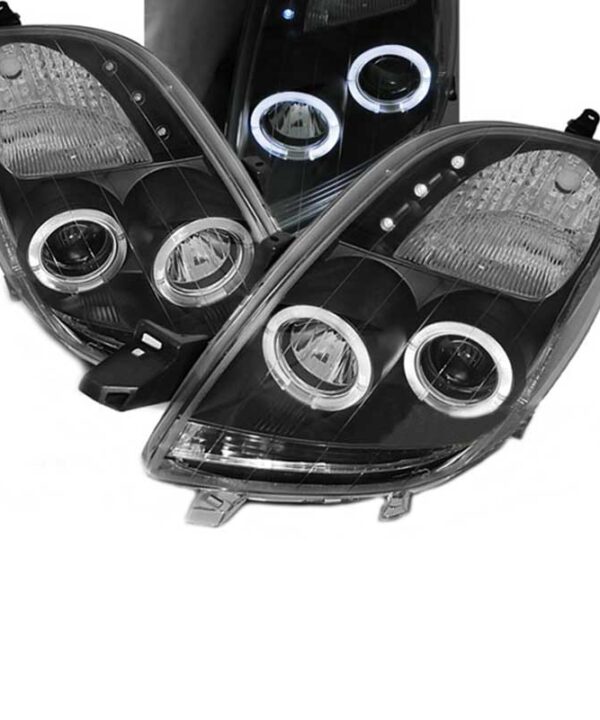 Alternative view of Μπροστινά Φανάρια Set Για Toyota Yaris 06-09 Angel Eyes & Led Μαύρα H1/H1 Sonar