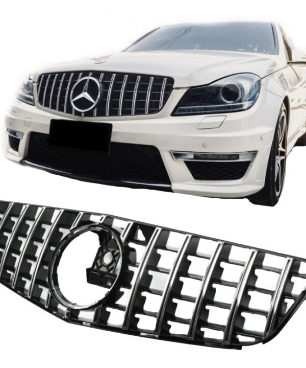 Kimpiris - Μάσκα Για Mercedes-Benz C-Class W204 07-14 GT Amg Panamericana Look Μαύρο/Χρώμιο 1 Τεμάχιο