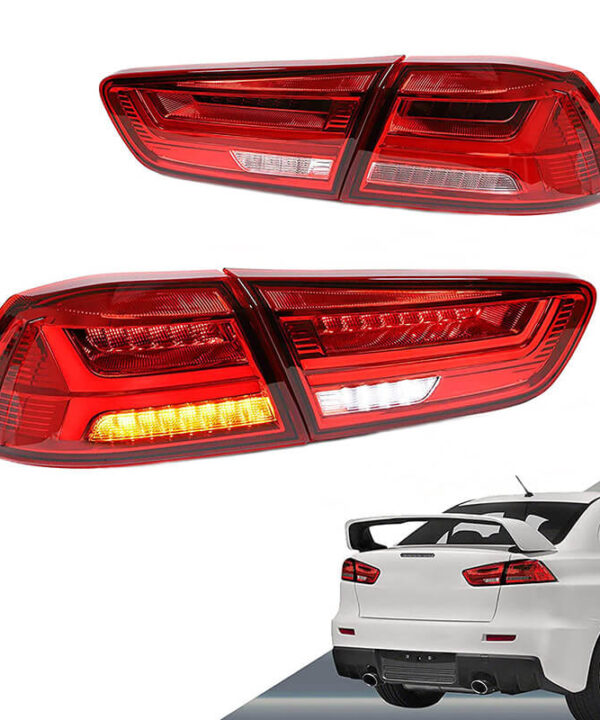 Kimpiris - Πισινά Φανάρια Set Για Mitsubishi Lancer X 08-17 Led Bar Κόκκινο/Crystal VLAND