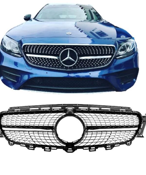 Kimpiris - Μάσκα Για Mercedes-Benz E-Class W213 16-19 Diamond Look Χρώμιο/Μαύρο 1 Τεμάχιο