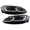 Μπροστινά Φανάρια Set Για Vw Golf 7.5 17-19 Facelift DRL & Dynamic Signal Μαύρα Με Χρώμιο Γραμμή H7 Με Μοτέρ Carner - Image 3