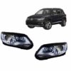 Kimpiris - Μπροστινά Φανάρια Set Για Vw Tiguan mk1 11-15 DRL Μαύρα H7/H7 Με Μοτέρ Carner
