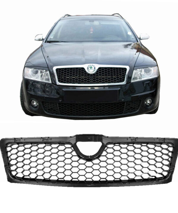 Kimpiris - Μάσκα Για Skoda Octavia / Octavia RS Mk2 2004-2007 Κυψελωτή Μαύρη 1 Τεμάχιο