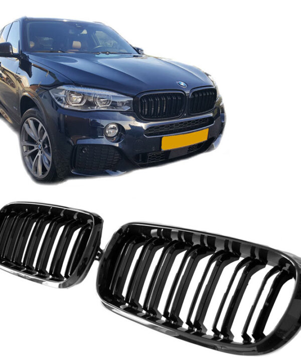 Kimpiris - Καρδιές Μάσκας Για Bmw X5 F15 / X6 F16 13-18 M4 Look Με Διπλή Γρίλια Μαύρο Γυαλιστερό 2 Τεμάχια