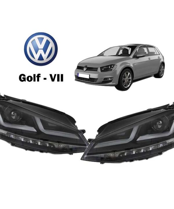 Kimpiris - Μπροστινά Φανάρια Set Για Vw Golf VII (7) 12-17 DRL Full Led Halogen Version Black LEDHL103-BK Osram Ledriving