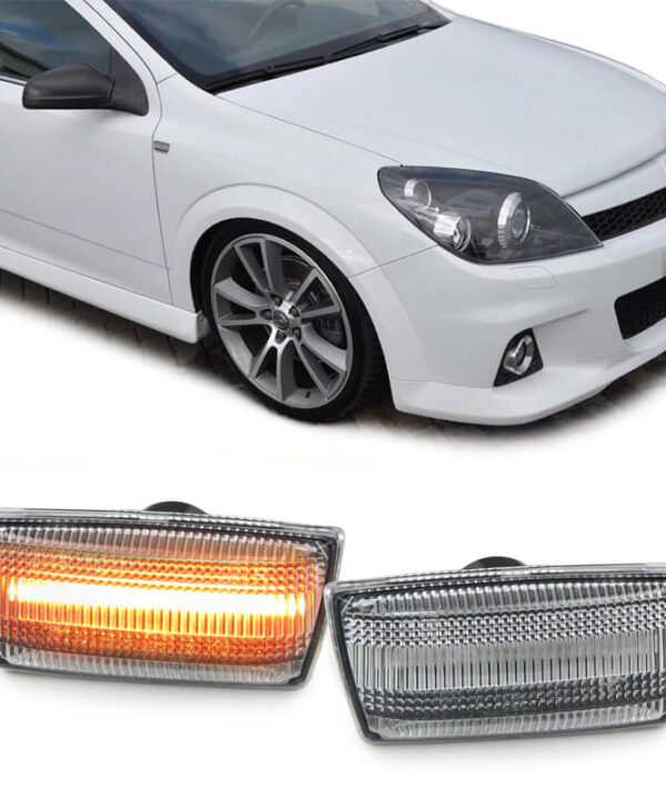 Kimpiris - Πλαϊνά Φλας Φτερού Για Opel Astra H 04-10 / Corsa D 06-11 / Insignia 08-12 / Zafira B 05-14 Led Dynamic White 2 Τεμάχια