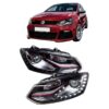 Kimpiris - Μπροστινά Φανάρια Set Για Vw Polo 6R/ 6C 09-17 DRL GTI R-Look Μαύρα Με Κόκκινη Γραμμή H7/H7 Με Μοτέρ Carner
