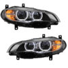 Kimpiris - Μπροστινά Φανάρια Set Για Bmw X6 E71 08-15 4D Angel Eyes Full Led AFS Μαύρα Με Μοτέρ Carner