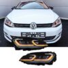 Kimpiris - Μπροστινά Φανάρια Set Για Vw Golf VII (7) 12-17  Look 7.5 GTI Μαύρα/ Κόκκινη Γραμμή H7 Με Μοτέρ Carner