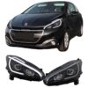 Kimpiris - Μπροστινά Φανάρια Set Για Peugeot 208 12-15 DRL Led Tube Μαύρα H11/H1 JunYan