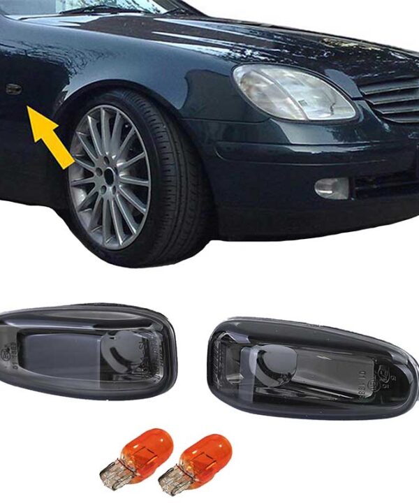 Kimpiris - Πλαϊνά Φλας Φτερού Για Mercedes-Benz C W202 96-01 / CLK W208 97-02 / E W124 93-95 / W210 95-03 / SLK R170 96-04 / Vito W638 96-03 / Sprinter W901-W905 95-06 /  VW LT 98-06 Διαφανές Φιμέ 2 Τεμάχια