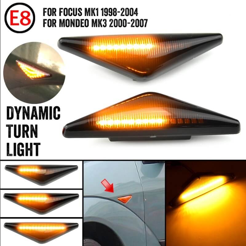 Kimpiris - Πλαϊνά Φλας Φτερού Για Ford Focus 98-04 / Mondeo 00-07 Led Dynamic Φιμέ 2 Τεμάχια