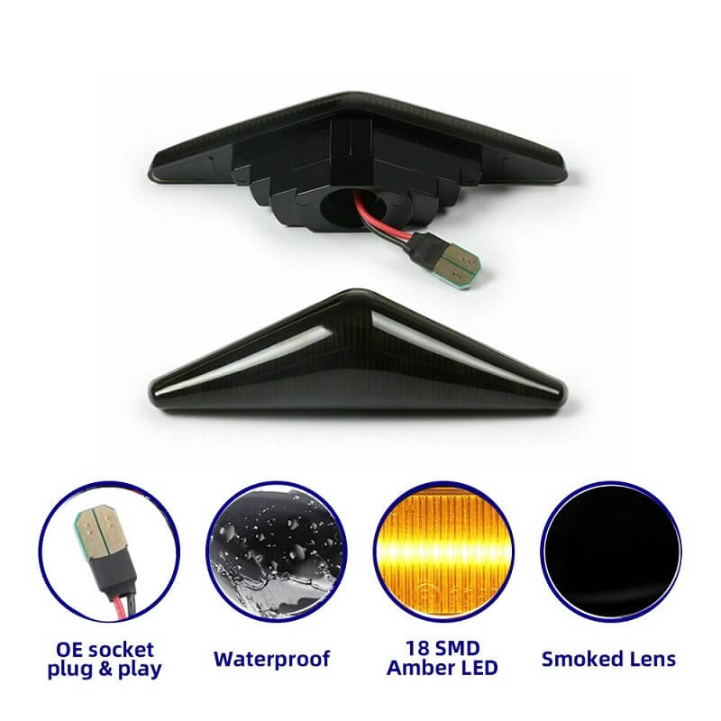 Πλαϊνά Φλας Φτερού Για Ford Focus 98-04 / Mondeo 00-07 Led Dynamic Φιμέ 2 Τεμάχια - Image 2