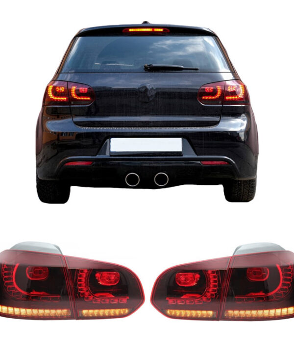 Kimpiris - Πισινά Φανάρια Set Για Vw Golf VI (6) 08-12 Full Led Dynamic GTI R20 Look Σκούρο Κόκκινο/Φιμέ VLand