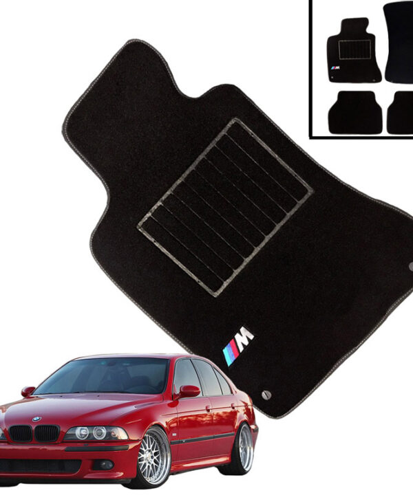 Kimpiris - Πατάκια Αυτοκινήτου Μοκέτα Για Bmw 5 E39 95-03 Με Μονό Κέντημα Μ Black 4 Τεμάχια