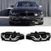 Kimpiris - Μπροστινά Φανάρια Set Για Bmw 3 F30 / F31 11-15 3D Angel Eyes Μαύρα H7/H7 Με Μοτέρ Sonar