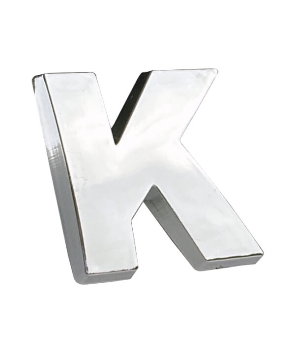 Kimpiris - Αυτοκόλλητo Γράμμα Χρωμίου 3D ''K'' 2.7cm x 2.5cm 1 Τεμάχιο