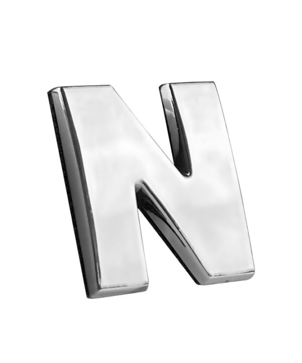 Kimpiris - Αυτοκόλλητo Γράμμα Χρωμίου 3D ''N'' 2.7cm x 2.5cm 1 Τεμάχιο