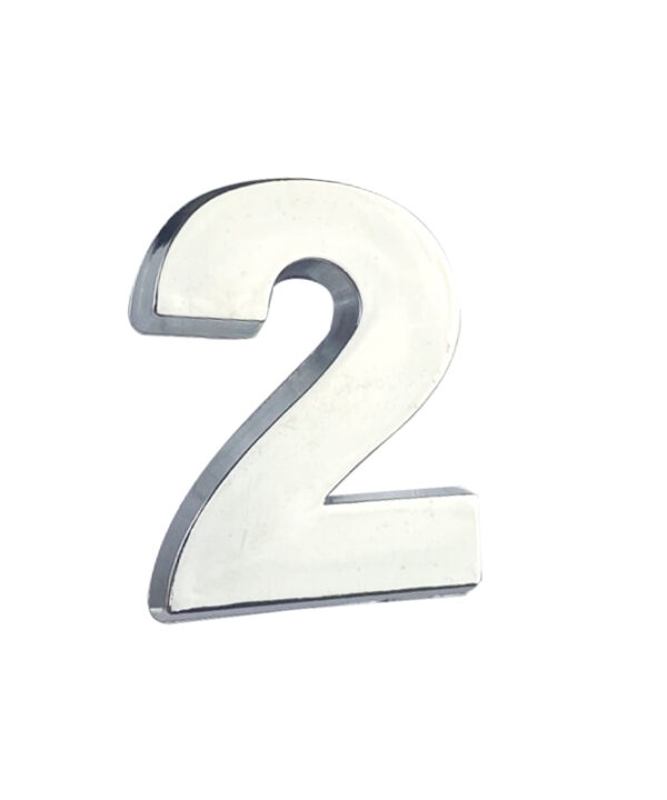 Kimpiris - Αυτοκόλλητo Γράμμα Χρωμίου 3D ''2'' 2.7cm x 2.5cm 1 Τεμάχιο