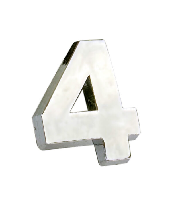 Kimpiris - Αυτοκόλλητo Γράμμα Χρωμίου 3D ''4'' 2.7cm x 2.5cm 1 Τεμάχιο