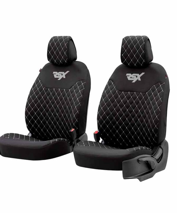 Alternative view of Ημικαλύμματα Μπροστινών Καθισμάτων Otom RSX Sport Ύφασμα Κεντητό Καπιτονέ Μαύρο Με Άσπρη Ραφή RSXL-101 2 Τεμάχια