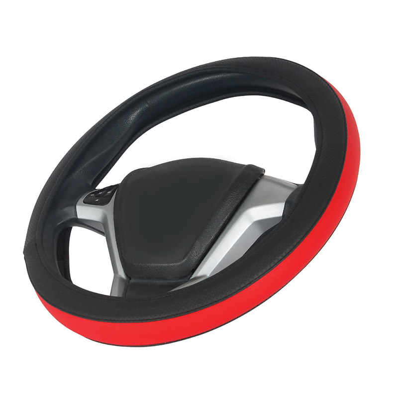 Kimpiris - Κάλυμμα Τιμονιού Αυτοκινήτου Otom Easy-Fit Δερματίνη Μαύρο - Κόκκινο Medium 37-39cm F-56