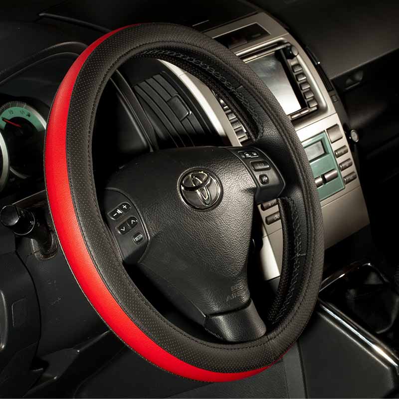 Κάλυμμα Τιμονιού Αυτοκινήτου Otom Easy-Fit Δερματίνη Μαύρο - Κόκκινο Medium 37-39cm F-56 - Image 2