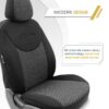 Καλύμματα Αυτοκινήτου Otom Attraction Design Universal Βαμβακερό Ύφασμα / Rachel Σετ Εμπρός / Πίσω 11 Τεμαχίων Μαύρο - Γκρι ATR-1301 - Image 4