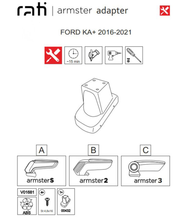 Alternative view of Βάση Τεμπέλη Ειδική Για Ford Ka+ 16-21 Armster Rati 1 Τεμάχιο