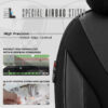 Καλύμματα Αυτοκινήτου Otom Bronco Design Universal Rachel / Δερματίνη Καπιτονέ Σετ Εμπρός / Πίσω 11 Τεμαχίων Μαύρο Με Γκρι Κέντημα BRN-402 - Image 4