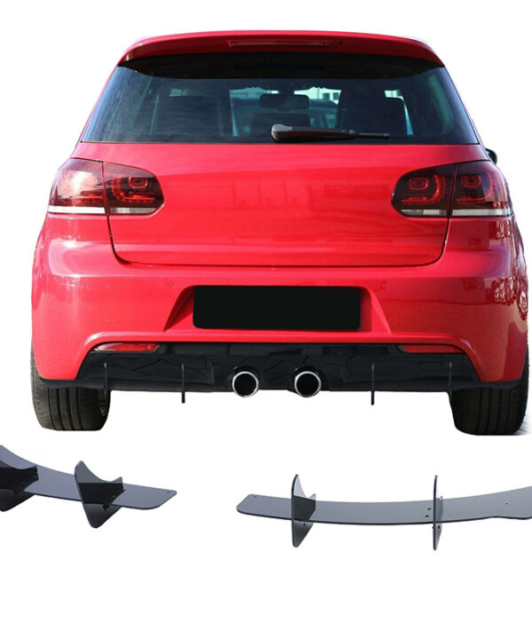 Kimpiris - Diffuser Πίσω Προφυλακτήρα Για VW Golf VI (6) 08-13 Για R20 Έκδοση Γυαλιστερό Μαύρο 4 Bars Από Πλαστικό 2 Τεμάχια