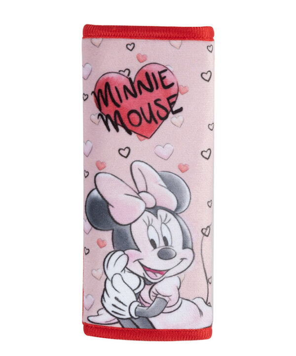Kimpiris - Μαξιλαράκι Ζώνης Ασφαλείας  Minnie Mouse ''Καρδιές'' Βελούδινο Ροζ 1 Τεμάχιο