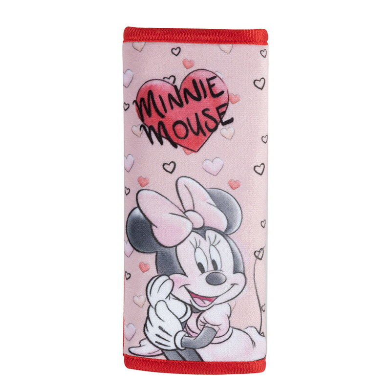 Kimpiris - Μαξιλαράκι Ζώνης Ασφαλείας Minnie Mouse ''Καρδιές'' Βελούδινο Ροζ 1 Τεμάχιο