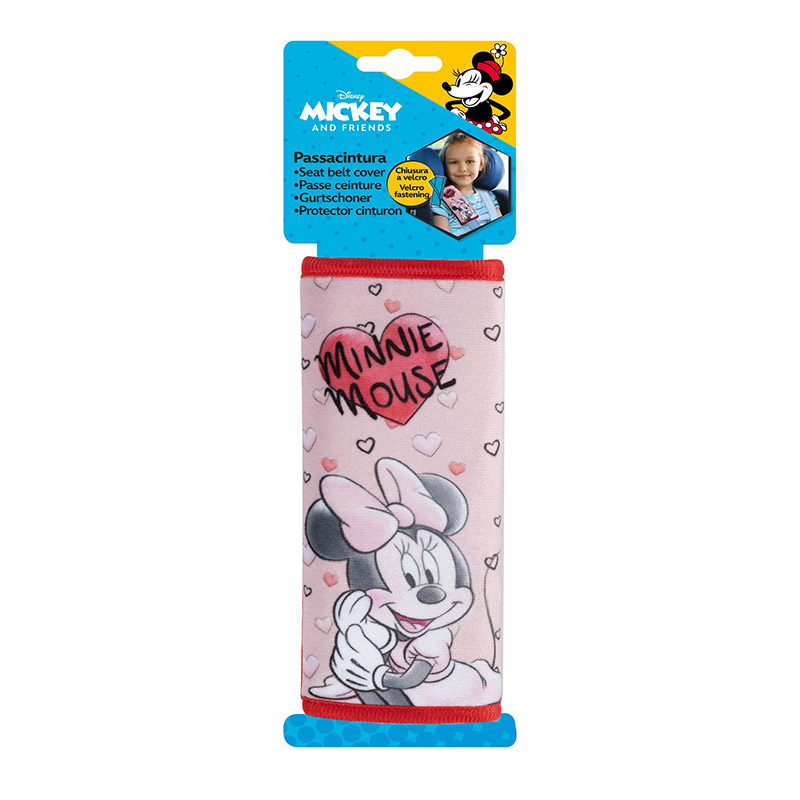 Μαξιλαράκι Ζώνης Ασφαλείας Minnie Mouse ''Καρδιές'' Βελούδινο Ροζ 1 Τεμάχιο - Image 2