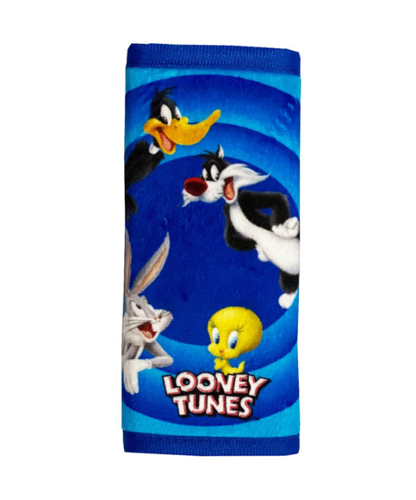 Kimpiris - Μαξιλαράκι Ζώνης Ασφαλείας Looney Tunes ''Tweety-Bugs Bunny-Daffy Duck-Sylvester''  Βελούδινο Μπλε 1 Τεμάχιο