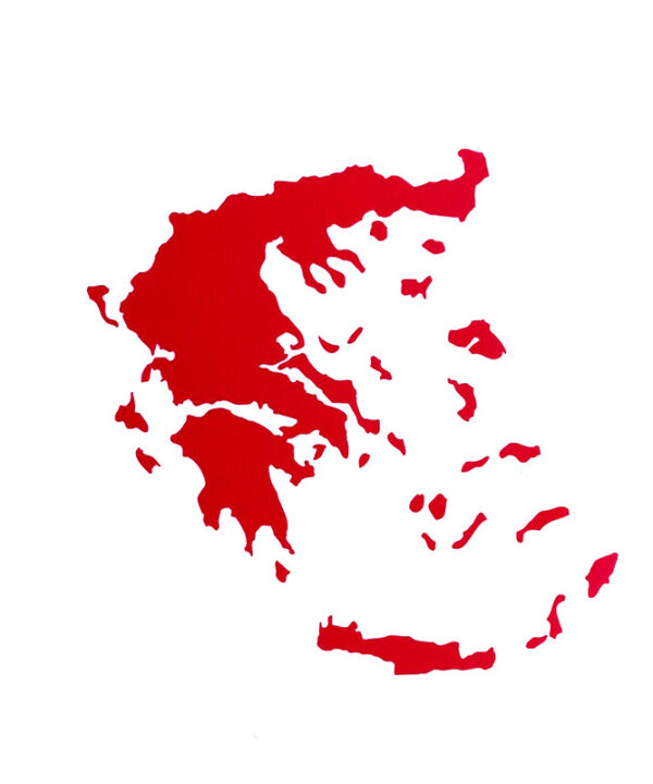 Kimpiris - Αυτοκόλλητο Αυτοκινήτου "Χάρτης Ελλάδας'' Μικρός 11cm x 9cm Κόκκινος 1 Τεμάχιο
