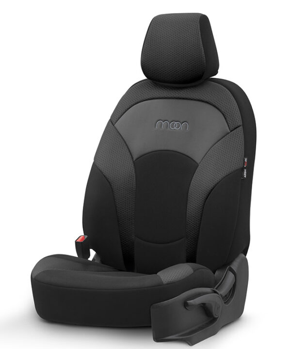 Alternative view of Καλύμματα Αυτοκινήτου Otom Moon Design Universal Βαμβακερό Ύφασμα / Rachel / Δερματίνη Σετ Εμπρός / Πίσω 11 Τεμαχίων Μαύρο MON-1901