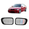 Kimpiris - Καρδιές Μάσκας Για Bmw 3 E46 99-03 Coupe/Cabrio Tri-color / Μαύρο Γυαλιστερό Με 8 Γραμμές 2 Τεμάχια