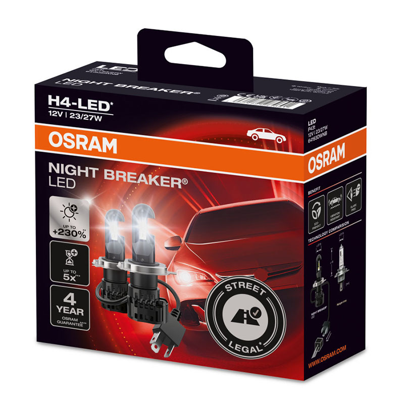 Λάμπες Led H4 Osram 12volt 23/27watt Night Breaker +230% 6000k 64193DWNB 2 Τεμάχια - Image 4