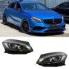 Kimpiris - Μπροστινά Φανάρια Set Για Mercedes-Benz A-Class W176 12-18 Halogen Upgrade Σε Facelift Look Μαύρα Full Led DRL Με Μοτέρ Carner